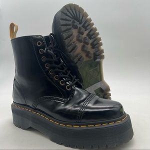 Dr Mertens Women’s Size 8 Black Vegan Sinclair Platform Boots.